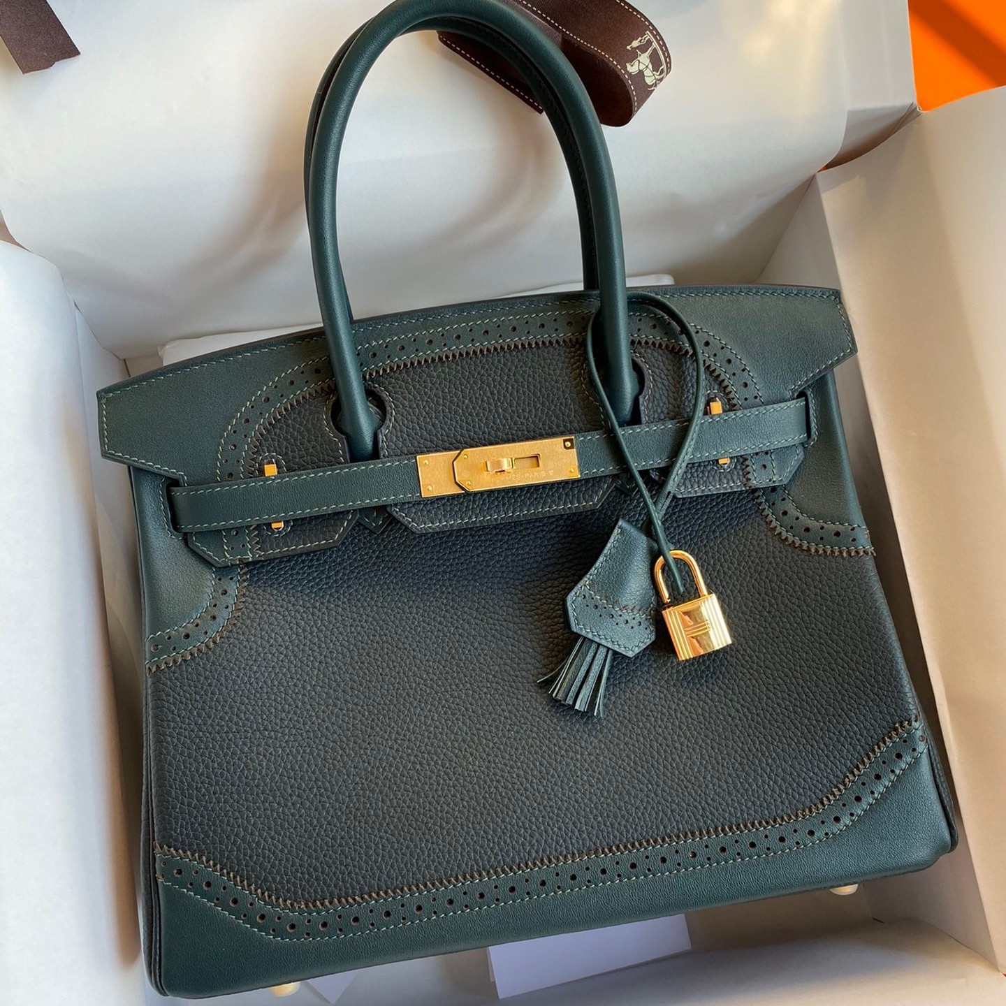 Hermes Ghillies Birkin 30cm Limited edition Bag In Black Calfskin