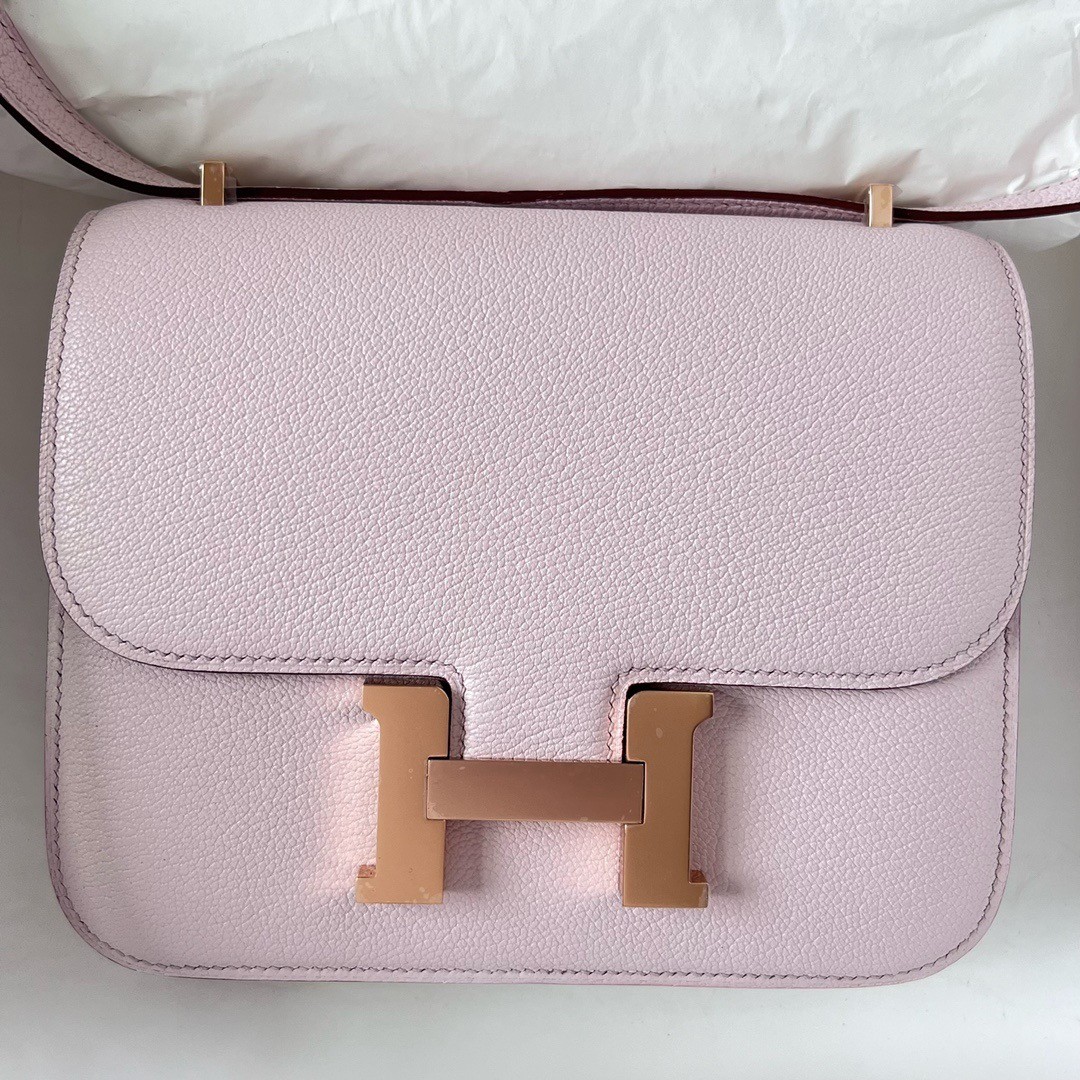 Hermes Constance 1 18 Mirror Bag In Mauve Pale Chevre Mysore Leather