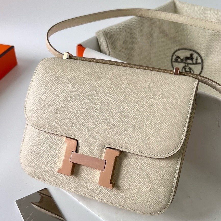 Hermes Constance 1 18 Mirror Bag In Craie Epsom Calfskin