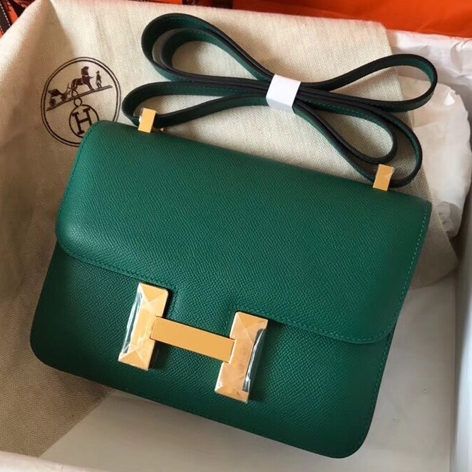 Hermes Epsom Constance 24cm Malachite Handmade Bag