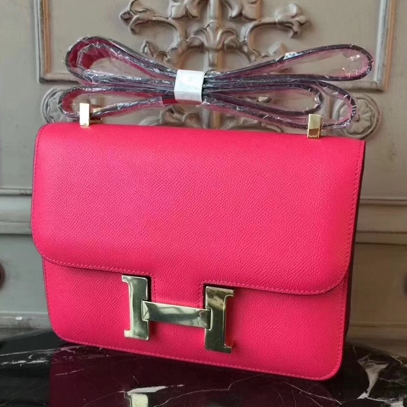 Hermes Red Constance MM 24cm Epsom Leather Bag