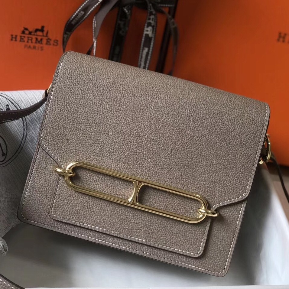 Hermes Mini Sac Roulis 18cm Bag In Grey Evercolor Calfskin