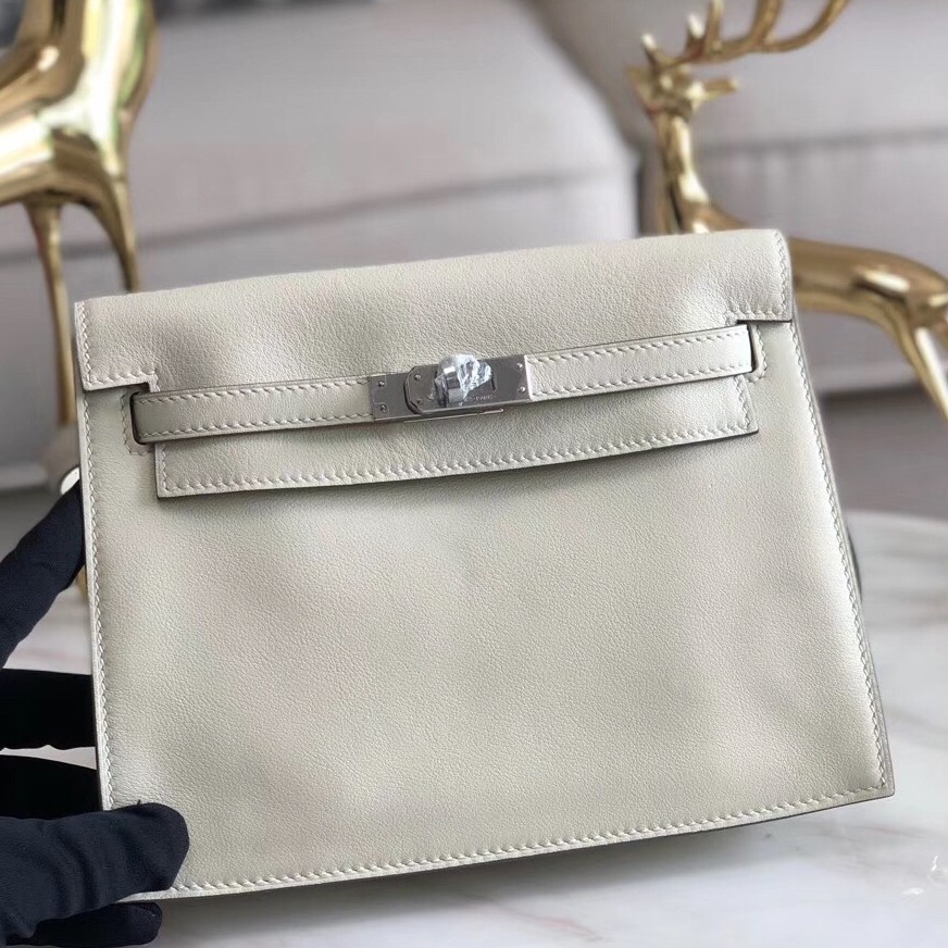 Hermes White Swift Kelly Danse Bag